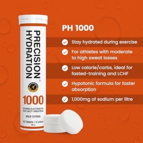 Precision Hydration Comprimés Électrolytes - Comprimés Hydratants Effervescents Multi-Force - Combat les Crampes - Faible en 