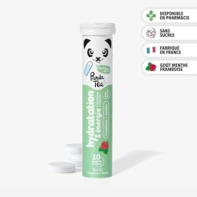 Panda Tea - Hydratation & Énergie - Menthe et Framboise - 20 Pastilles sans sucre - Electrolyte Ultra Hydratation - Idéale po