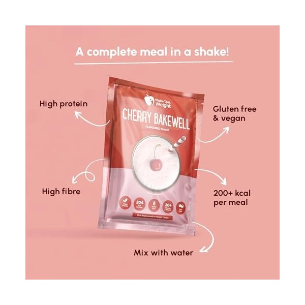 Shake That Weight 10 x Diet Shake – Cherry Bakewell – Plan de remplacement de repas pour perte de poids – Régime très faible 