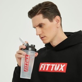 Fittux Shaker de protéines – 600 ml, étanche, sans BPA, avec boule de mélange – Idéal pour la gym, le sport et les voyages
