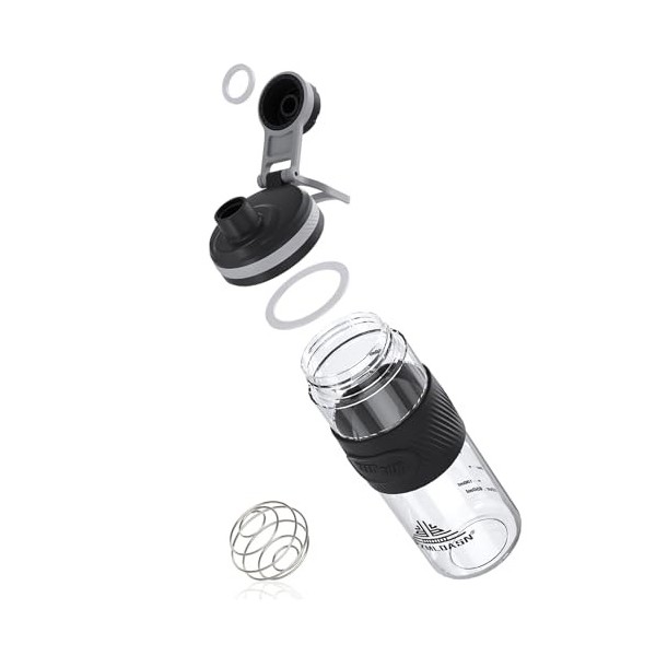 PZMLOASN Bouteille shaker pour mélanges protéinés - Bouteille shaker pour boissons protéinées super crémeuses - 650 ml - Dura