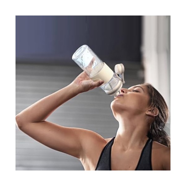 PZMLOASN Bouteille shaker pour mélanges protéinés - Pour boissons protéinées super crémeuses - 650 ml - Durable, étanche - Bl