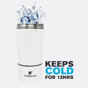 HYDRAFLOW Boost Bouteille shaker de protéines isotherme, capacités de mélange supérieures, 946,2 g – Bleu marine poudre