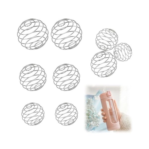Lot de 9 boules de shaker en acier inoxydable - Petite boule de shaker en acier inoxydable - Pour boissons mélangées - 3 tail