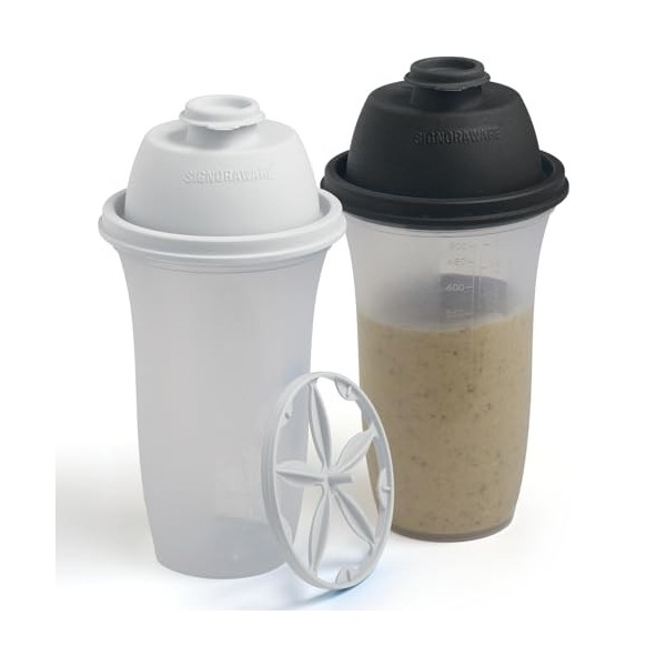 SIGNORA WARE Signoraware Lot de 2 bouteilles shaker en plastique de 500 ml pour substitut de repas, smoothies, boissons, vina