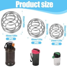 IKOPFLN 6 pièces melangeur Anti grumeaux biberon,Shaker proteine INOX,pour Petites Bouteilles deau 31/40/48 cm 