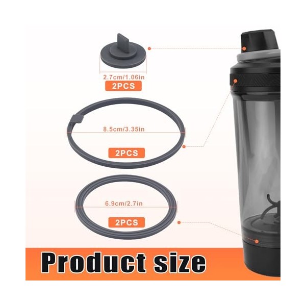 Lot de 6 Joints de Rechange Compatibles avec la Bouteille de Shaker à Protéines Électrique VOLTRX de 24 oz, Joints Anti-Fuite