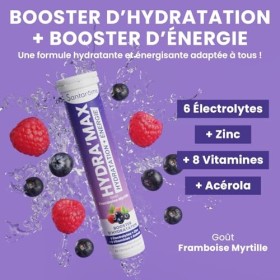 Santarome - Hydramax - Booster dhydration et dénergie - Optimise lhydratation - Riche en électrolytes - Goût Framboise My