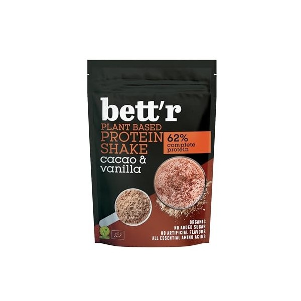 Bettr BIO Protein Shake Cacao et Vanille - Vegan, Sans Gluten, Sans Soja et Sans Produits Laitiers - 500g