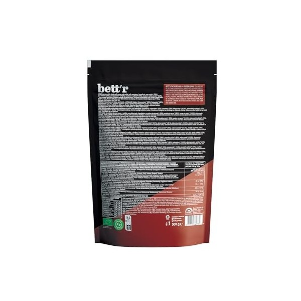 Bettr BIO Protein Shake Cacao et Vanille - Vegan, Sans Gluten, Sans Soja et Sans Produits Laitiers - 500g