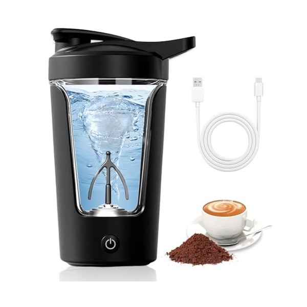 Shaker électrique,450ML USB Rechargeable Mixeur pour Shake de Protéines,Shaker pour Shake de Protéines et Lait,Shaker électri