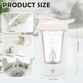 Shaker électrique,450ML USB Rechargeable Mixeur pour Shake de Protéines,Shaker pour Shake de Protéines et Lait,Shaker électri