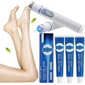 MING ZHEN Traitement des Varices pour Les Jambes Veinshealth Ensemble de thérapie par la lumière Bleue pour Les Varices Crème