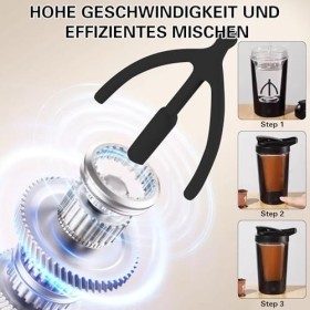 RANJIMA Shaker électrique à protéines - 450 ml - Avec compartiment à poudre - Rechargeable - Shaker à protéines - Pour shake 