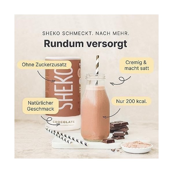 SHEKO - Shake de repas à boire - Substitut de repas - Haute teneur en protéines - Goût naturel - Shake minceur 450 g – 1 paq