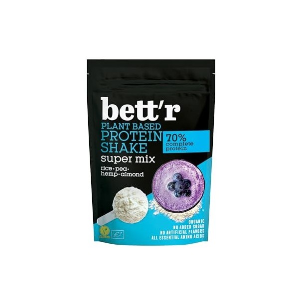 Bettr BIO Protein Shake Super Mix-Biologique, Végétalien, Sans Gluten, Sans Soja et Sans Produits Laitiers - 500g