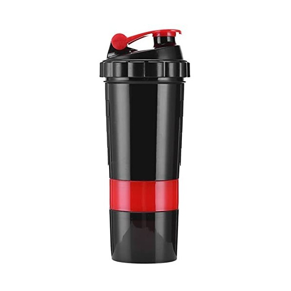 AMONIDA Bouteille shaker portable anti-fuite avec couvercle rabattable pour mélanger les protéines et éviter de glisser pour 