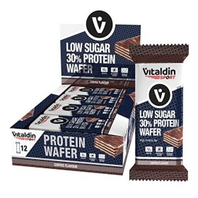 VITALDIN SPORT Low Sugar 30% Protein Wafer Coffee - 12 barres protéinées wafer x 40 gr . goût café - Barre hyperprotéinée et 