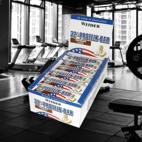 WEIDER 32% Protein Bar, délicieuse barre protéinée enrobée de chocolat fin, haute teneur en protéines, barre énergétique, sna