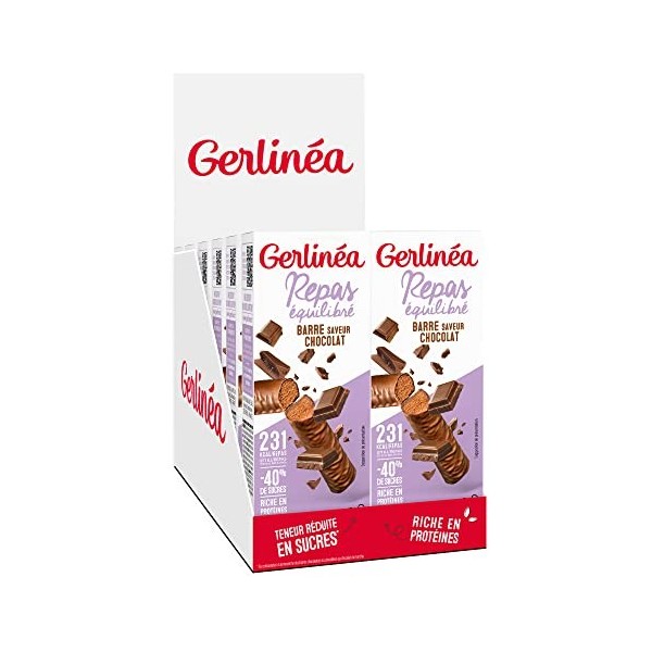 Gerlinéa Barre Repas Chocolat - Lot de 12 boîtes 12x 2 barres 