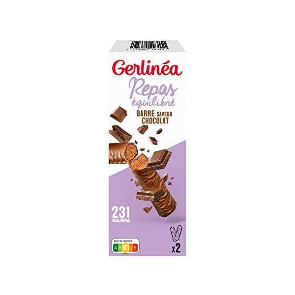 Gerlinéa Barre Repas Chocolat - Lot de 12 boîtes 12x 2 barres 
