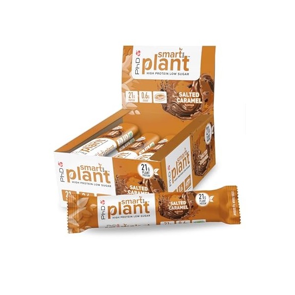 PhD Nutrition | Smart Bars hyperprotéinées | Vegan | Faible en sucre| Pour sportifs ou en snack| Saveur Caramel au beurre sal