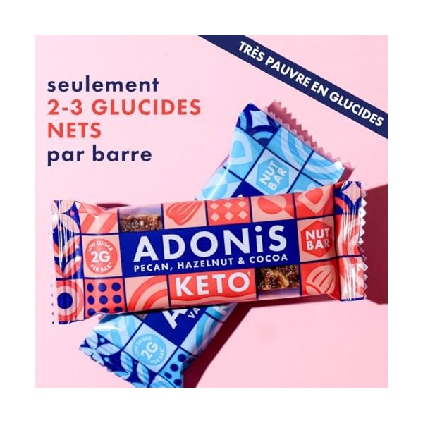 Assortiment de Barres Adonis Keto aux Fruits à Coque 16 Barres de 35g | Végétalien et Keto l 100% Naturel l Sans Gluten, Sa
