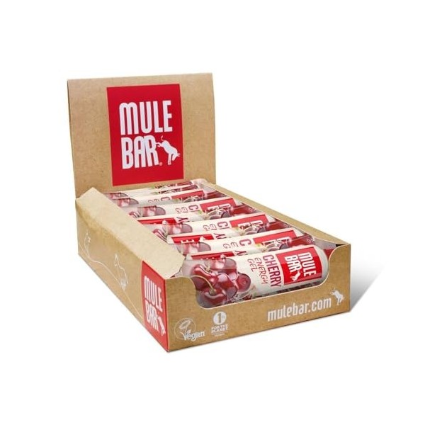 MULEBAR - Boite De 24 Gels Energétiques - Cerise - Antioxydant - Vitamines Et Minéraux - 2EN1 - Gel Pur Ou Dilué - Facile À D