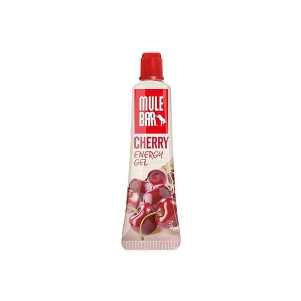 MULEBAR - Boite De 24 Gels Energétiques - Cerise - Antioxydant - Vitamines Et Minéraux - 2EN1 - Gel Pur Ou Dilué - Facile À D