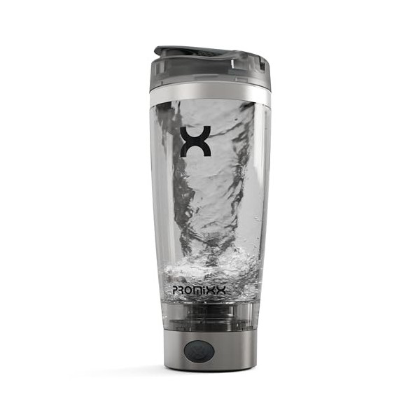 Promixx Bouteille shaker Pro – Rechargeable, puissante pour des milkshakes protéinés lisses – Comprend un stockage de supplém