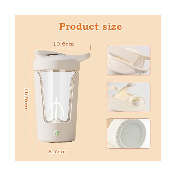 LOMUG Shaker Electrique Portable 450ml Shaker Proteine Bouteille Shaker Éléctrique Shaker Mixeur Portable Blender Petit Shake