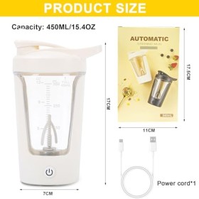 YushengTai Shaker électrique à protéines - 450 ml - Shaker électrique pour poudre de potéine, café et milkshake - Tasse porta