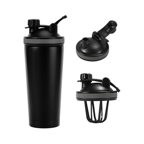 EACHPT Shaker Proteine,750ml Shaker à Protéines en acier Inoxydable,avec écran passoire,Shaker à Protéines à Double paroi iso
