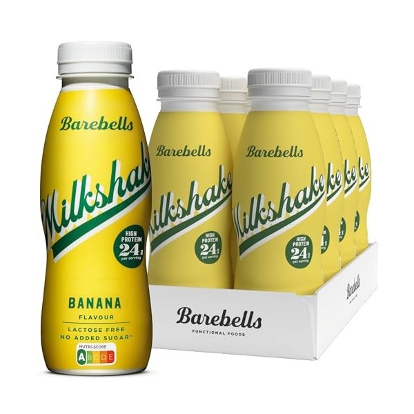 Barebells Shake protéiné crémeux – faible en sucre, 24 grammes de protéines par bouteille, sans lactose – Banana Milkshake 8 