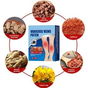 Lot de 10 Patchs pour Varices, Sérum aux Herbes pour éliminer les œdèmes, Chevilles Enflées, Patch Apaisant pour la Peau pour