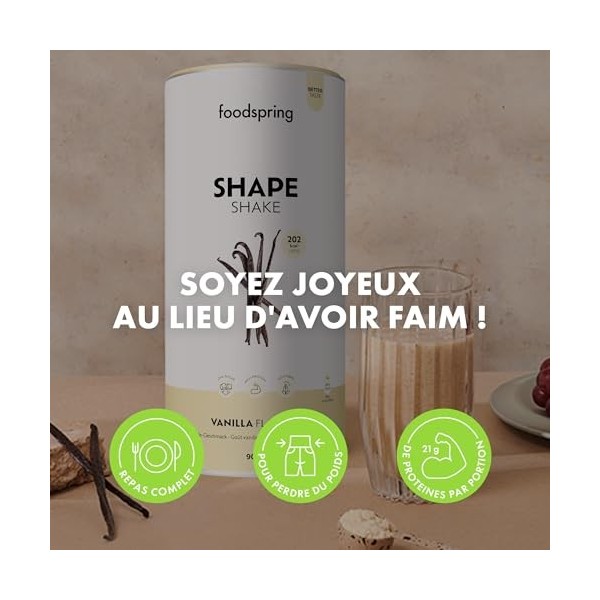 foodspring Shape Shake Vanille - Substitut de repas complet pour le contrôle du poids avec des protéines de qualité supérieur