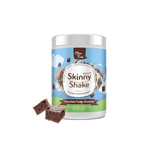 CleanFoods AlmostSkinny Shake Chocolate 600g I Substitut de Repas - Shake Diététique I Saveur Brownie Chocolat Caramel Iseule