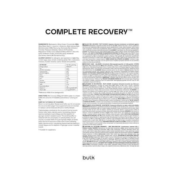 Bulk Recovery Shake, boisson protéinée au maïs cireux et au lactosérum, baies mélangées, 2,5 kg, lemballage peut varier