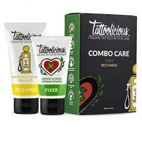 Tattoolicious COMBO CARE – FIXER, La Crème apaisante pour nouveau tatouage, 75 ml + RECHARGE, La Crème revitalisante pour tat