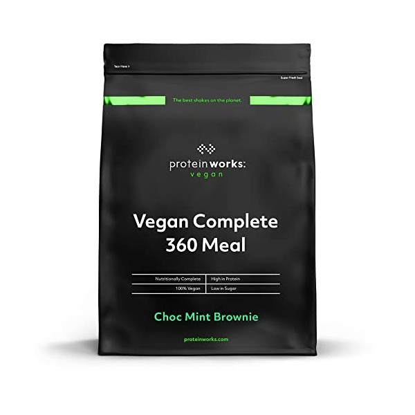 THE PROTEIN WORKS Repas Complet 360 Vegan |Brownie Menthe-Chocolat | Nutritionnellement équilibré | 100% vegan | Repas rapide