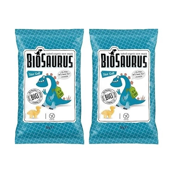 Biosaurus Snack de Maïs Bio Cuit Sel de Mer 50 g Lot de 2 