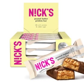 NICKS Barres protéinées à faible teneur en glucides, Noisette - 15 g de protéines - 209 calories - céto - low carb - Nougat a