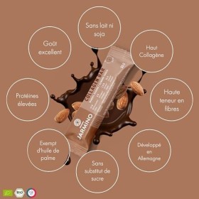 Barre de collagène | High Protein Bar Almond Chocolate 12x55g - Barre High Protein Low Sugar + sans huile de palme Amande 