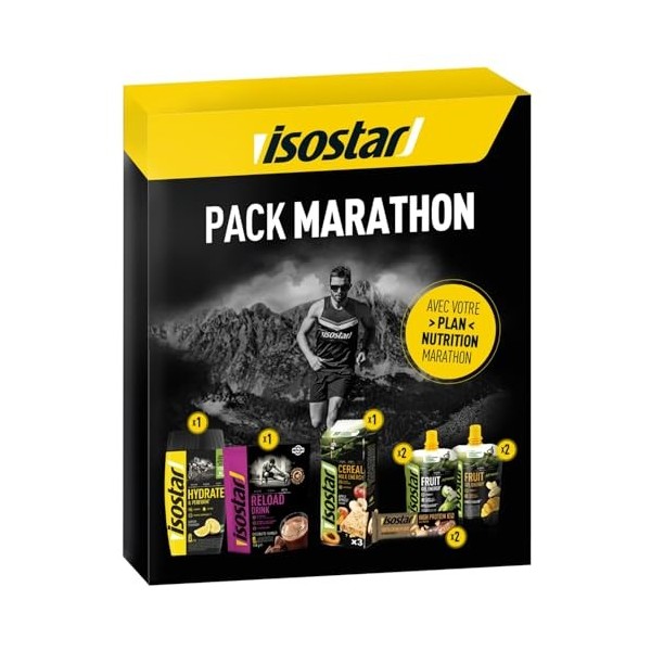 Isostar Pack Marathon - Pack Nutrition Complet pour répondre aux Besoins Nutritifs des Marathoniens, Assortiment boissons, ge