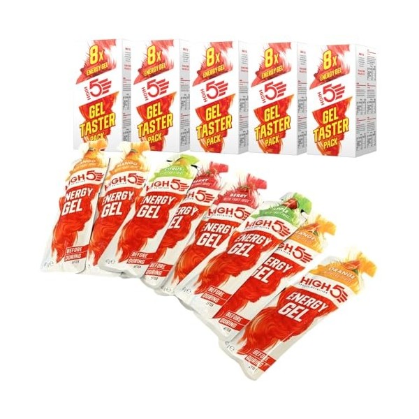Contrast High5 Energy Lot de 40 sachets de dégustation de gel Saveurs mélangées