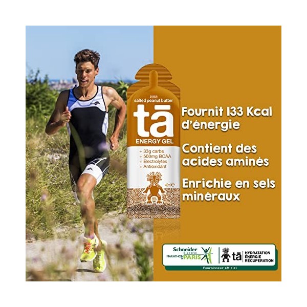 TA ENERGY - Gel Energétique - Salted Peanut Butter x24 - Energie - Sodium - BCAA - Antioxydants - Idéal pendant les activités