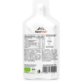 AlpenPower Gel énergétique Bio Pomme 12x 35g - Ingrédients 100% naturels - Avec de la caféine issue du guarana - Énergie rapi