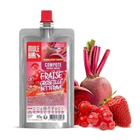 MULEBAR - Boite De 10 Compotes Energétiques - Fraise Groseille Betterave - Antioxydant - Vitamines Et Nitrates - Circulation 