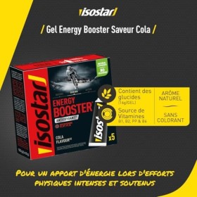 Isostar Gel Energy Booster - Saveur Cola - Gel Energétique Sport - Antioxydant - Arôme Naturel - Sans Colorant - 1 Boîte de 5