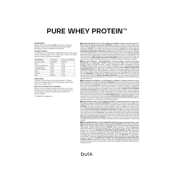 Bulk Protéine Whey en Poudre, Saveur lait aux céréales et à la cannelle, 1 kg, 33 Portions